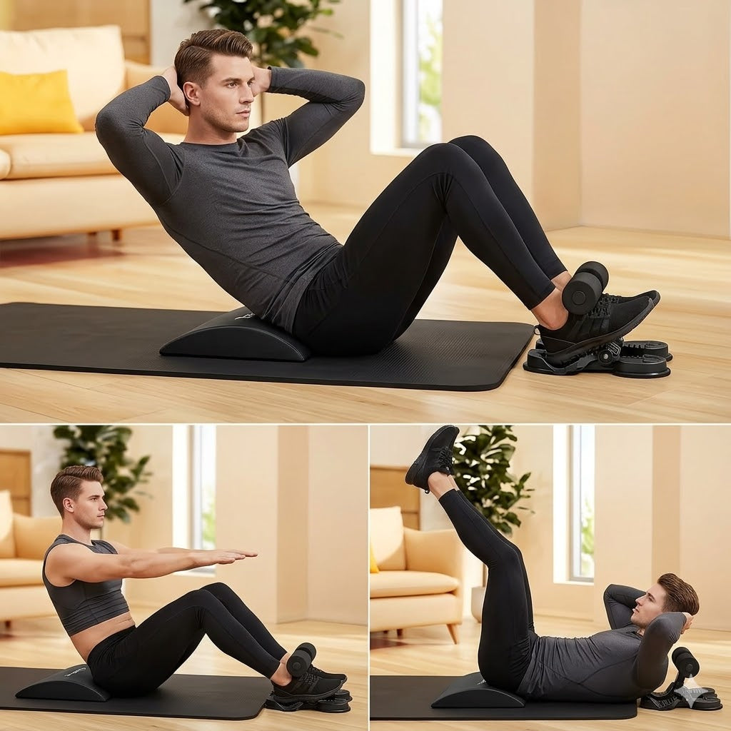 Foldable Sit-Up Assist Device – Double Suction Cup Home Fitness Equipment